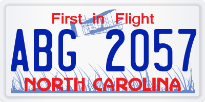 NC license plate ABG2057