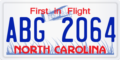 NC license plate ABG2064