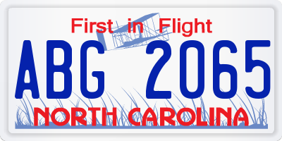 NC license plate ABG2065
