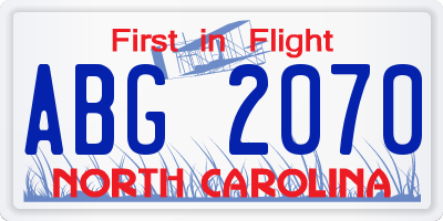 NC license plate ABG2070