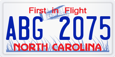 NC license plate ABG2075