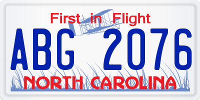 NC license plate ABG2076
