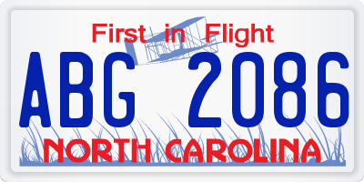 NC license plate ABG2086