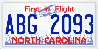 NC license plate ABG2093
