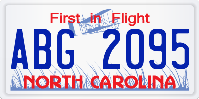 NC license plate ABG2095