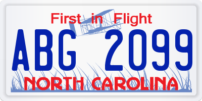 NC license plate ABG2099