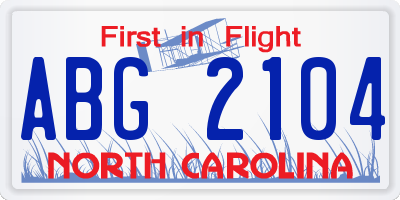 NC license plate ABG2104