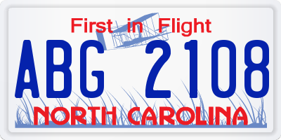 NC license plate ABG2108