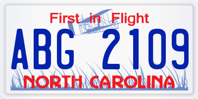 NC license plate ABG2109