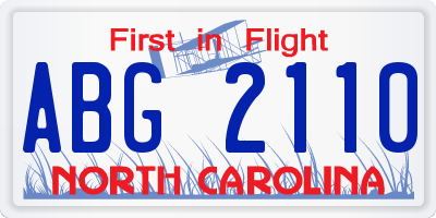 NC license plate ABG2110