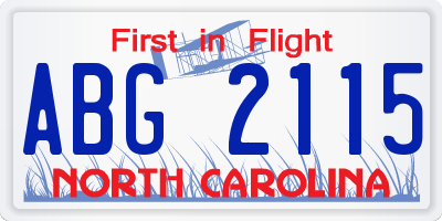NC license plate ABG2115