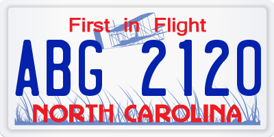 NC license plate ABG2120