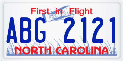 NC license plate ABG2121