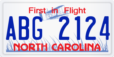 NC license plate ABG2124