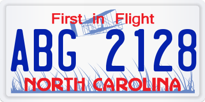 NC license plate ABG2128