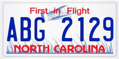 NC license plate ABG2129