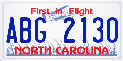 NC license plate ABG2130