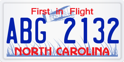 NC license plate ABG2132
