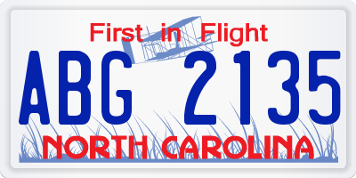 NC license plate ABG2135