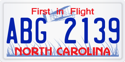 NC license plate ABG2139