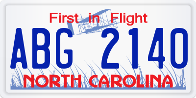 NC license plate ABG2140
