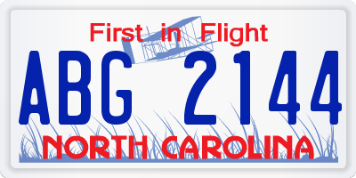 NC license plate ABG2144