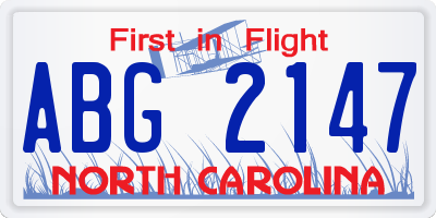 NC license plate ABG2147