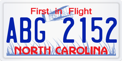 NC license plate ABG2152