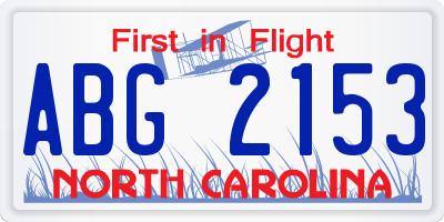 NC license plate ABG2153