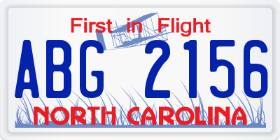 NC license plate ABG2156