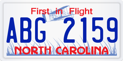 NC license plate ABG2159