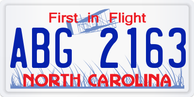 NC license plate ABG2163