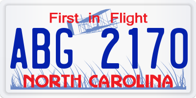 NC license plate ABG2170