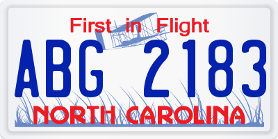 NC license plate ABG2183