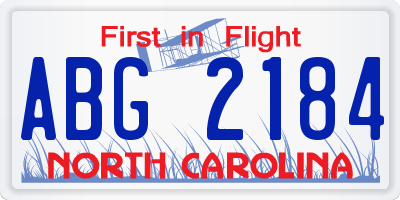 NC license plate ABG2184