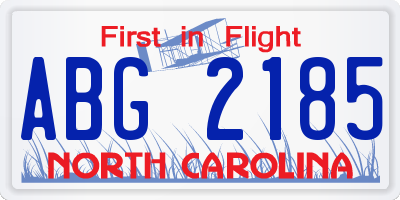 NC license plate ABG2185