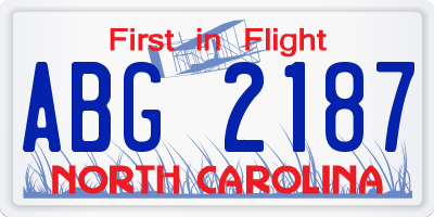 NC license plate ABG2187