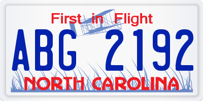 NC license plate ABG2192