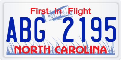 NC license plate ABG2195