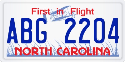 NC license plate ABG2204