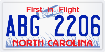NC license plate ABG2206