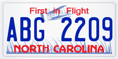 NC license plate ABG2209