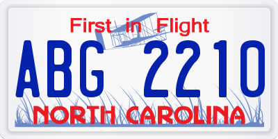 NC license plate ABG2210