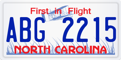 NC license plate ABG2215