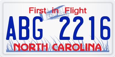 NC license plate ABG2216
