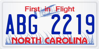 NC license plate ABG2219