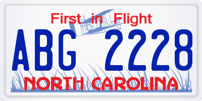 NC license plate ABG2228