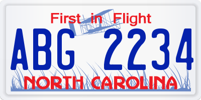 NC license plate ABG2234