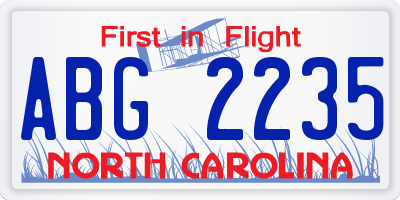 NC license plate ABG2235