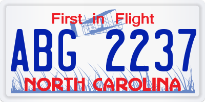 NC license plate ABG2237